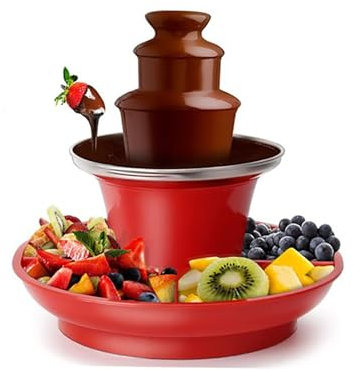 Chocolate Fondue Pot, 3-Tier Home Chocolate Fountain Machine with Tray, 200 Grams Hot Chocolate Capacity and Precise Temperature Control, Removal Serving Tray and Easy To Clean, for Restaurants