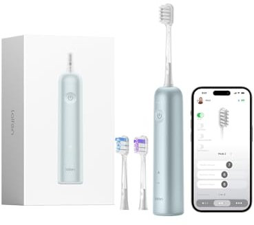 Laifen Wave, spazzolino elettrico, oscillante e vibrazione, spazzolino elettrico sonico per adulti, con 3 testine, IPX7, impermeabile, magnetico, ricaricabile, spazzolino da viaggio (alluminio blu)