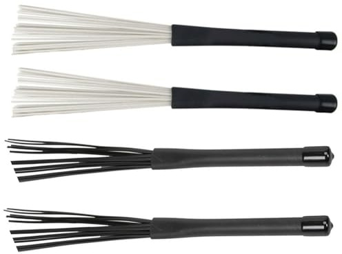Malloy 4er-Pack Percussion-Besen, Drum-Besen, Snare-Drum-Besen, Jazz-Drum-Besen, Percussion-Drum-Besen, Einfach zu Installieren