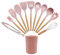 Silicone Kitchen Utensils Set with Wooden Handle, 12-Piece Silicone Cooking Utensils Non-Stick Heat Resistant Cookware, BPA-Free, Stirring Kitchen Tools Set, Spoon, Tongs, Whisk, Brush, Spatula-Pink