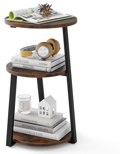 COSTWAY Table d'Appoint, Bout de Canape 3 Niveaux, Cadre en Métal, Table d'Appoint de Salon Design Rond, Gueridon Haut, Petite Table Basse pour Chevet, Chambre, 40,5 x 38 x 62 cm (1)