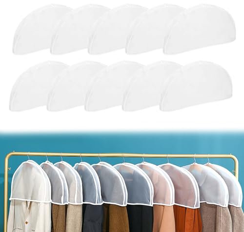 HERKINDNESS Copri Abiti da Armadio, 10 Pezzi Copriabiti Antipolvere, Lavabile Custodie per Abiti, Trasparente Antipolvere, Copriabiti per Smoking, Blazer, Camicie, Gonne