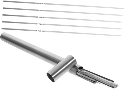 KONTONTY Spiedini Lunghi in Acciaio Resistente Per Barbecue Antiscivolo e Resistente Al Calore Per Spiedini Di Carne Verdure e Agnello in Giardino o Terrazzo
