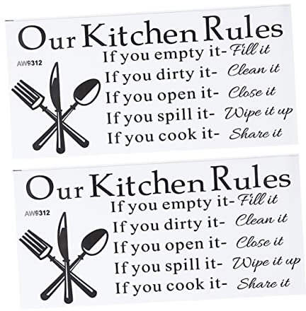 WATIIFUFU 2stücke Küchenregeln Aufkleber Mit Englischen Buchstaben Selbstklebend Und Abnehmbar Für Küchen Und Restaurants Und Langlebig Pvc Dekor Wandaufkleber