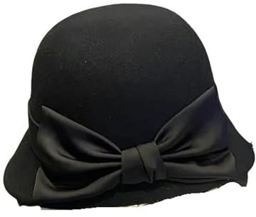 ZSHDTKWB Fischerhut Seide Bogen Becken Hut Für Frauen Herbst-Winter Australischer Filz Hut Zart Und Elegant Fischer Hut-schwarz-56-58cm