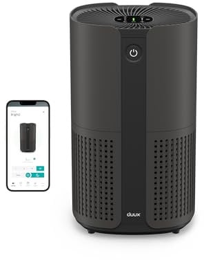 Duux Bright 2 Smart Air Purifier - Luftreiniger mit 210 CADR, Luftqualitätsanzeige und Ionisator - Reinigt bis zu 99,97% der Verschmutzung auf bis zu 42m² - Schwarz