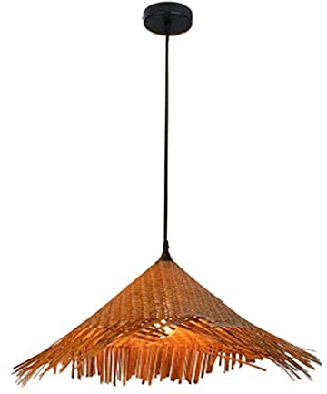 WYJYANC Lámpara Colgante con Base E27, Restaurante Pastoral Chino, Luces Colgantes, Sombrero De Paja Tejido De Bambú, Lámpara Personalizada, Creativa, De Bambú Japonés, para Cocina, Isla, Bar