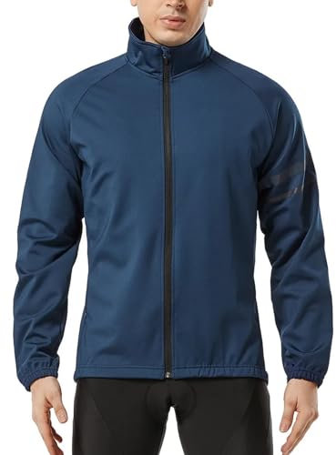 Herren Fahrradjacke Winter Thermo Fleece Fahrrad Mountainbike Rennrad Bekleidung Winddicht Wasserdicht Radjacke Langes Trikot Warmhalten Mantel(Blau,XXX-Large)