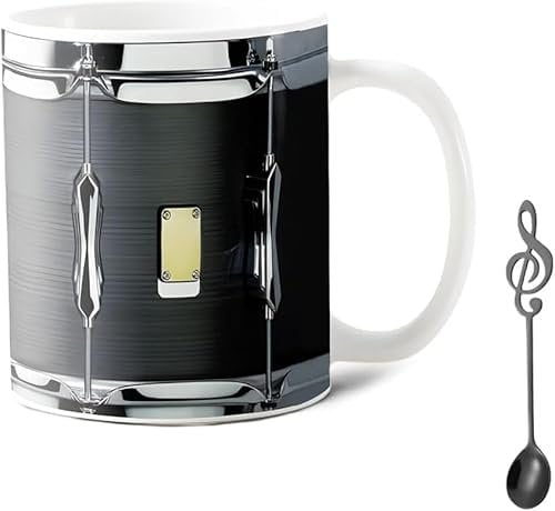 PBFELY Lustige schwarze Vintage-Schlagzeug-Tasse, neue Kaffeetasse, Schlagzeuger, Rockmusik, Geschenke für Frauen, Männer, Weiß