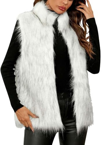 Women's Faux Fur Vest Plus Size Winter Fleece Gilet Jacket Plain Warm Outwear Soft Waistcoat Body Warmer Outerwear B-53
