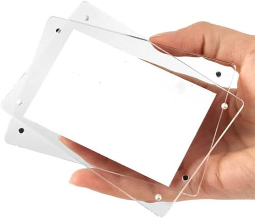 Purzen Acryl-Fotorahmen, doppelseitiger Bilderrahmen mit magnetischem, klarem rahmenlosem Desktop-Fotoblock,80x120mm