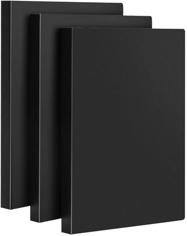 JEFURE A4 Display Folder, 3 Pcs, 40 Pockets, Black | Presentation Folder with Plastic Sleeves Protection for Document Storage, Project Filing, Office, School, and Home Use