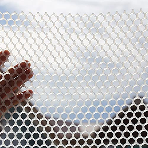 Maschendrahtzaun aus Kunststoff, 0,4 x 0,4 Zoll Maschenweite, Hühnerzuchtnetz, Kunststoffrolle, Barriereschutznetz für Welpenkaninchen für Balkon- und Gartenzäune, weiße Fallschutz-Kits (1,2
