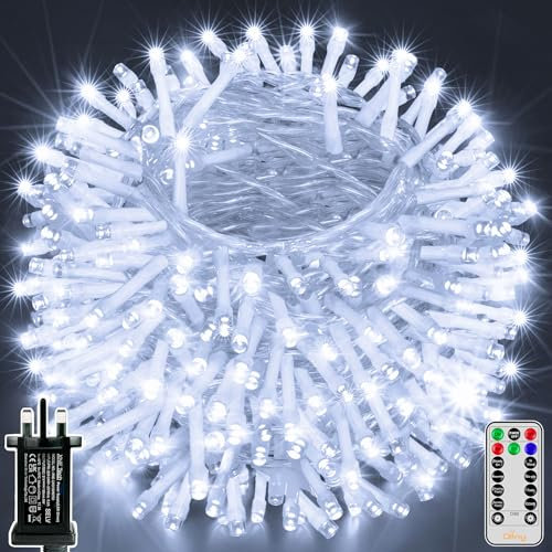Ollny Fairy Lights Mains Powered, 80m 800 LED Outdoor String Lights, Cool White Waterproof Garden Light with Plug/Timer/8 Modes/Dimmable for Outside/Indoor/Window/Wedding Decorations