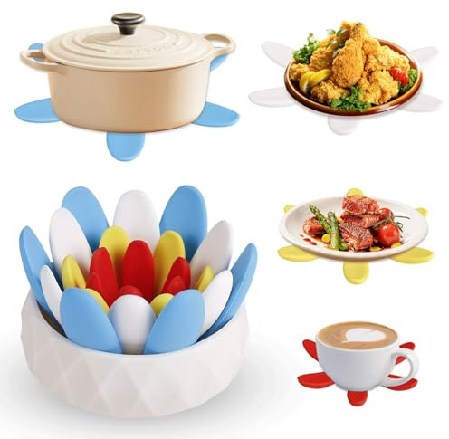 Confezione da 4 sottobicchieri in silicone per piante grasse, resistenti al calore, antiscivolo, set di sottobicchieri colorati a forma di cactus per decorare la casa, la cucina, la scrivania