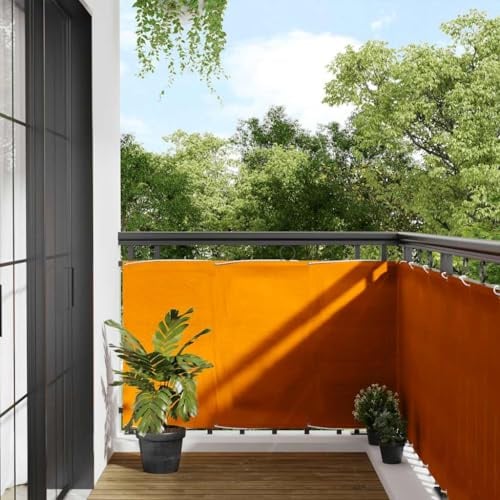 Myheimly Balkon Sichtschutz, Balkonbespannung mit Ösen Seil, Wasserfeste Balkonabdeckung, Balkonverkleidung für Balkon Terrasse,orange,90 x 800 cm