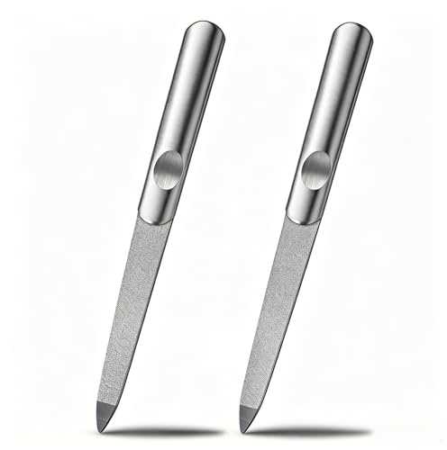 Set di 2 lime per unghie in metallo premium per unghie naturali Lime in acciaio inossidabile per unghie delle mani e dei piedi per donne e uomini, durevole per un utilizzo a lunga durata