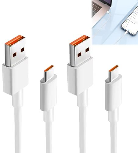 BOULESENM 2 Pack 120W 6A Cable Tipo c Carga Rápida(2M),para 14 Ultra Pad 5 6 POCO X6 Pro 12S Mi 11 Lite,Cables Usb Tipo Cpara Xiaomi Redmi Note 14 13 12 Pro 12S 11 11S,Cables Usb Tipo C