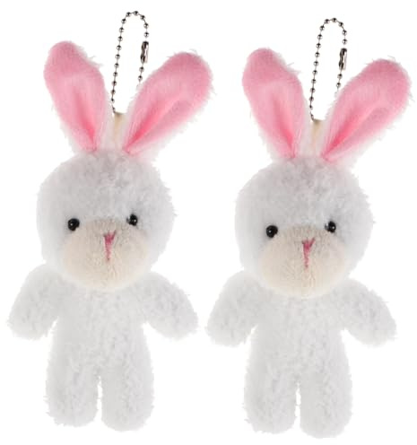 Gogogmee 2 Stück Mini Plüsch Kaninchen Weiches Stofftier Hase Kuscheltier für Puppenhaus Realistische Miniatur für Kreatives Rollenspiel