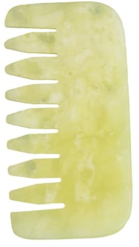 DECOMELODY Natürlicher Jade Haarkamm für Kopfhautmassage mit Akupunkturfunktion Tragbar für Nasses und Trockenes Haar Feine Verarbeitung und Angenehmes Design zur Haarpflege