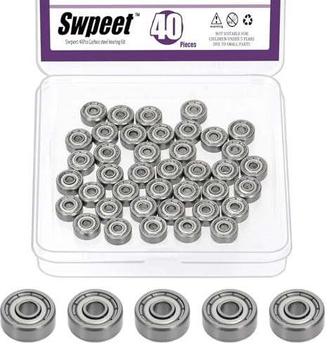Swpeet 40pcs 623ZZ Kugellager Sortiment Kit, 3 x 10 x 4mm Kohlenstoffstahl Tiefnutzlager, Miniaturlager, doppelt abgeschirmt