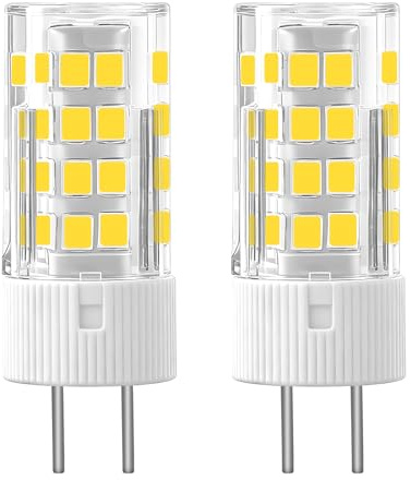 Bonping GY6.35 G6.35 LED Bulb AC12V DC 12V-24V - 4W 45W Halogen Equivalent - 3000K Warm White 360° Beam Angle Bi-Pin Light for RV Landscape Desk Lamp - 2 Pack
