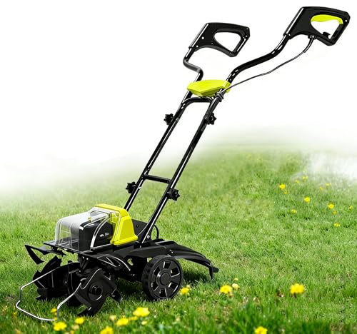 DIUNAOZI Motocoltivatore Elettrico da Giardino, Motozappa Elettrica a Batteria, Larghezza di Lavoro 35,6 Cm, profondità di Lavoro 18 Cm, con Doppio Interruttore di Sicurezza On/off