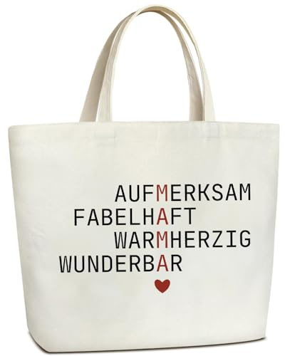 Mama Geschenk Canvas Tragetasche, Mama Einkaufstasche Große Baumwolltasche Stofftasche Shopper Handtasche, Muttertagsgeschenk für Frauen, Geschenk für Mutter zum Geburtstag, Muttertag, Weihnachten