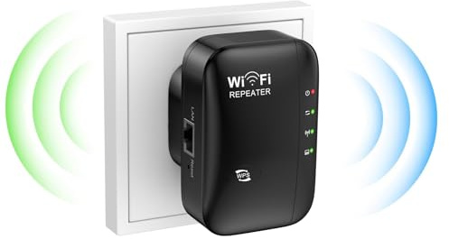 Ripetitore WiFi, Amplificatore WiFi 2,4 GHz 300 Mbit/s con porta Ethernet | Booster WiFi Extender con Modalità Ripetitore/Router/AP, Amplificatore Internet Fino a 5000 sq.ft e Tutti