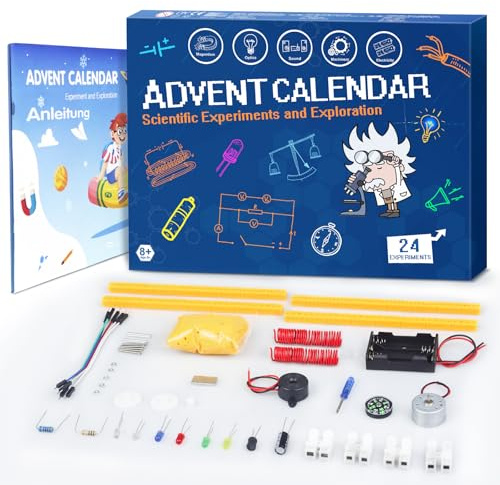 Adventskalender 2026 Wissenschaft Experimente Set für Kinder ab 8 Jahren | 24‑Tage Entdeckungs‑Bausatz, Weihnachts‑Countdown Kalender Spielzeug für Jungen Mädchen