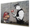 B&D XXL - Wandbilder XXL Banksy Super Mario Mushroom Cop 120x80 cm 1 tlg - Wand Deko Vlies Leinwand Bilder Groß Wanddeko Wohnzimmer Schlafzimmer Kunstdrucke - Street Art Graffiti Urban