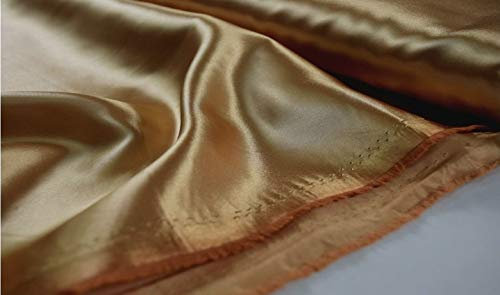 Fabrics-City SCHWER SATIN STOFF SATINSTOFF GLÄNZEND STOFFE METERWARE, 4115 (Gold)