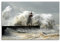 Leinwandbild 120x80cm Landschaftsfotografie – Leuchtturm im schweren Sturm