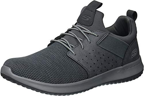 Skechers Men's Delson Camben Trainers, Gray Mesh W Synthetic, 8.5 UK