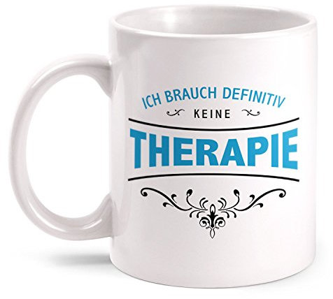 Fashionalarm Tasse Ich brauch keine Therapie - Griechenland beidseitig bedruckt mit Spruch | Geschenk Idee Urlaub Reise Strand Meer Reise Kreta, Farbe:weiß