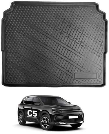 YEE PIN C5 Aircross Kofferraummatte Gummi Kofferraumwanne für Citroen C5 Aircross SUV 2018-2022 (Not for Hybrid & Plug-in Hybird), Seitenschutz Gummimatte Citroen c5 autozubehör