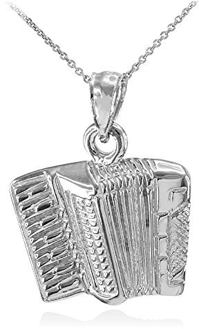 Kleine Schätze Halskette Solid Sterling Silber 925 Musik Akkordeon Musik Anhänger Halskette (Verfügbare Kettenlänge 40 cm - 45CM - 50CM- 55CM)