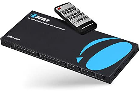 OREI Switch a matrice HDMI 4K 4 x 2, Switcher 18G UltraHD con arco supporta fino a 4K @ 60Hz e 1080P IR Audio Extractor Arc EDID HDCP 2.- Telecomando - Selezione completa della matrice