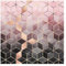 Fototapete Motiv - Rosa Grau goldene Geometrie - Vliestapete Quadrat 288 x 288cm