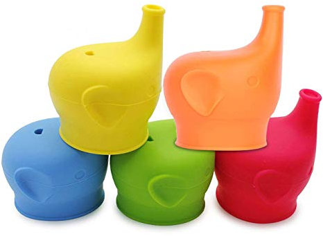 5pcs silicone sippy cup couvercles belle conception d'éléphant silicone anti-éclaboussures enfants couvercles