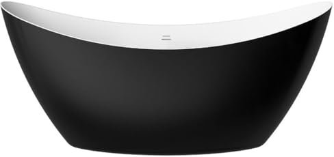 Casa Padrino Freistehende Luxus Acryl Badewanne Schwarz/Weiß 173 x 73 x H. 75 cm - Luxus Bad Accessoires - Luxus Kollektion