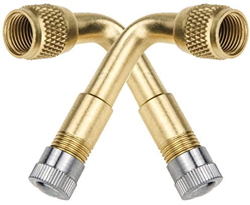 Mellbree 2-Pack Tire Valve Extension, 90 Degree Schrader Tire Valve Stem Extension Brass Adaptor Compatible for Passenger Cars, Stroller, Bicycles, Motorcycles, Trailers, RV and Recreational Vehicles
