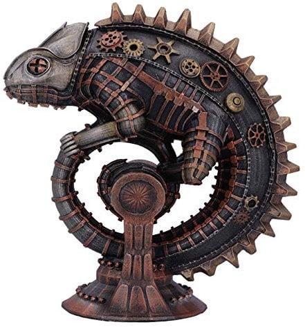 Nemesis Now Steampunk Mechanische Chamäleon-Eidechse, Bronzefigur, 22,3 cm, Bronze