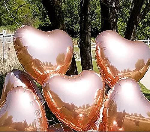 Party Balloons 10x Rose Gold Heart 18” Inch Foil Balloons Helium Air Birthday Party Wedding Décor Fun