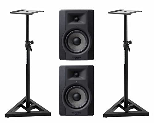 M-Audio BX5 D3 - Set di treppiedi per monitor da studio di riferimento attivo con woofer in Kevlar da 5, con 2 treppiedi, colore: Nero