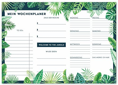 TYSK Design Schreibtischunterlage Dschungel (Design wählbar) Tischunterlage aus Papier zum Abreißen DIN A3 To Do Liste Notizblock Wochenplaner