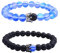 UEUC King&Queen Crown Distance Paar Armbänder His Hers Schwarz Matt Achat 8mm Perlen Armband(80)
