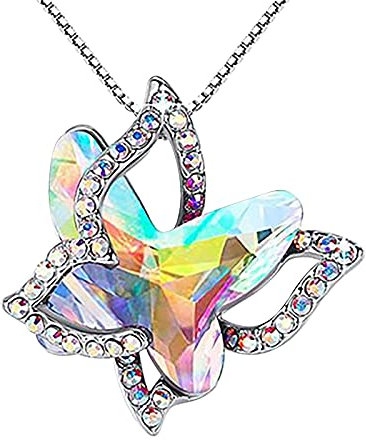 ROMIDA Kristall Schmetertling Halskette aus Sterlingsilber 925 mit Zirkonia, Schmetterlingshalsband Schmuck Geschenke für Frauen Gold kette Muttertag Schmuck Geschenke für Frauen Geburtstag/Jahrestag
