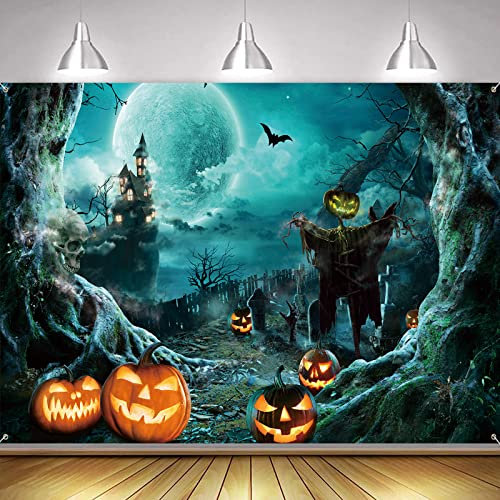 AOLOA Halloween Banner, Halloween Extra Große Banner, Happy Halloween Dekoration, Realistisch Drinnen Draußen Deko Halloween Photo Booth Hintergrund Zeichen für Halloween Home Decor Supplies