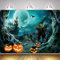 AOLOA Halloween Banner, Halloween Extra Große Banner, Happy Halloween Dekoration, Realistisch Drinnen Draußen Deko Halloween Photo Booth Hintergrund Zeichen für Halloween Home Decor Supplies